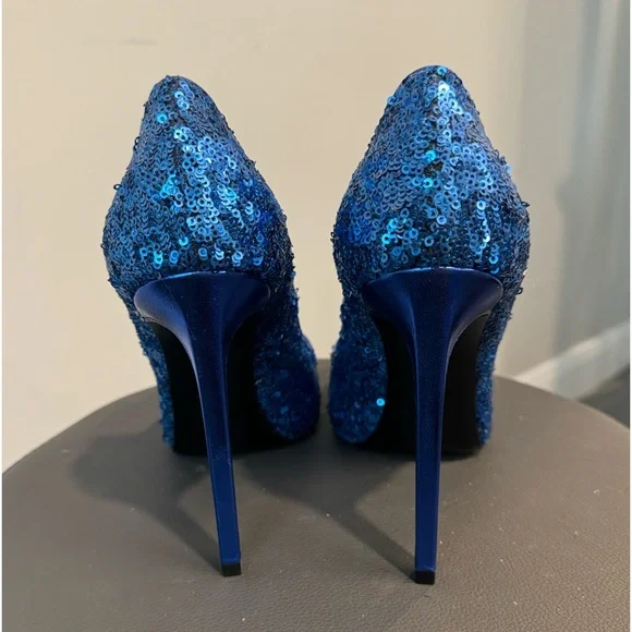 Saint Laurent electric blue sequin size 38.5 pumps - Picture 6 of 8